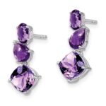 14k White Gold Amethyst Dangle Earrings - Image 2