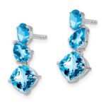 14k White Gold Blue Topaz Dangle Earrings - Image 2