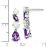 14k White Gold Amethyst and Opal Dangle Earrings - Image 4