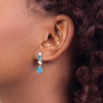 14k White Gold Blue Topaz and Opal Dangle Earrings - Image 3