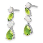 14k White Gold Peridot and Opal Dangle Earrings - Image 2