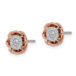 14k Two-Tone 1/4 carat Lab Grown Diamond VS/SI+ G+ Cluster Flower Post Earrings - Image 2