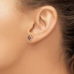 14k 1/3 carat Lab Grown Diamond VS/SI+ G+ and Created Ruby Complete Fashion Post Earrings - Image 3