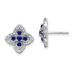 14k White Gold 1/3 carat Lab Grown Diamond VS/SI+ G+ and Created Sapphire Complete Fashion Post Earrings