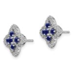 14k White Gold 1/3 carat Lab Grown Diamond VS/SI+ G+ and Created Sapphire Complete Fashion Post Earrings - Image 2