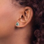 14k White Gold 3/8 carat Lab Grown Diamond VS/SI+ G+ and Created Emerald Complete Triangle Post Earrings - Image 3