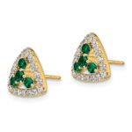 14k 3/8 carat Lab Grown Diamond VS/SI+ G+ and Created Emerald Complete Triangle Post Earrings - Image 2