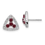 14k White Gold 3/8 carat Lab Grown Diamond VS/SI+ G+ and Created Ruby Complete Triangle Post Earrings