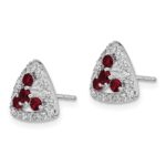 14k White Gold 3/8 carat Lab Grown Diamond VS/SI+ G+ and Created Ruby Complete Triangle Post Earrings - Image 2