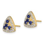 14k 3/8 carat Lab Grown Diamond VS/SI+ G+ and Created Sapphire Complete Triangle Post Earrings - Image 2