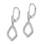 14k White Gold 1/2 carat Lab Grown Diamond VS/SI+ G+ Complete Fashion Dangle Leverback Earrings - Image 2