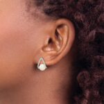 14k White Gold 6-7mm White Button Freshwater Cultured Pearl and .15 carat Diamond Post Earrings - Image 3