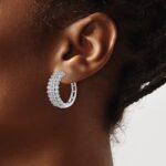 14k White Gold 3 carat Lab Grown Diamond VS/SI+ G+ Complete Hinged Hoop Earrings - Image 3