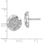 14k White Gold Polished Wavy Circle 5/8 carat Pave Diamond Post Earrings - Image 3