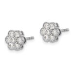 14k White Gold 1/2 carat Lab Grown Diamond VS/SI+ G+ Complete Floral Post Earrings - Image 2
