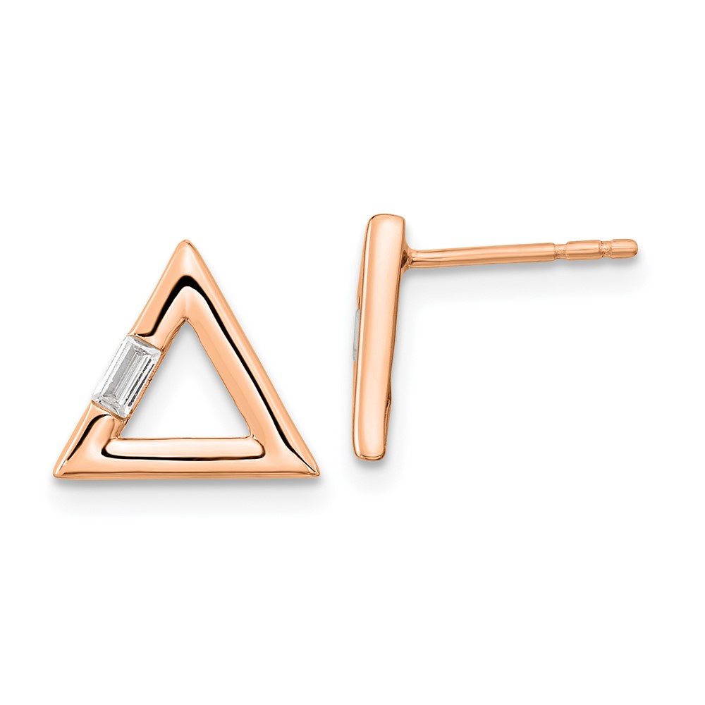 EM8471-006-RA.jpg 14k Rose Gold Polished 1/20 carat Diamond Baguette Triangle Post Earrings - Image 1