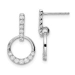 14k White Gold Circle 3/8 carat Diamond Dangle Post Earrings