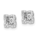 14k White Gold 1/10 carat Diamond Fancy Square Earring Jackets - Image 2