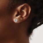 14k White Gold 1/5 carat Diamond Circle Earring Jackets - Image 3