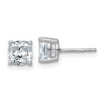 14k White Gold 2 carat Certified Lab Grown Diamond VS+ F+ Cushion Complete Four Prong Stud Earrings