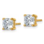 14k 2 carat Lab Grown Diamond VS+ F+ Cushion Complete Four Prong Stud Earrings - Image 2