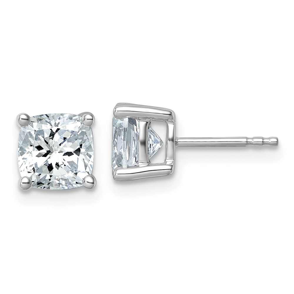 EM8794-300-WAA-1.jpg 14k White Gold 3 carat Certified Lab Grown Diamond VS/SI+ G+ Cushion Complete Four Prong Stud Earrings - Image 1
