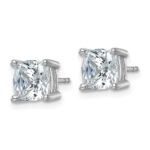 14k White Gold 4 carat Lab Grown Diamond VS/SI+ G+ Cushion Complete Four Prong Stud Earrings - Image 2
