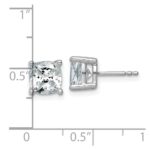 14k White Gold 4 carat Lab Grown Diamond VS/SI+ G+ Cushion Complete Four Prong Stud Earrings - Image 4