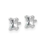 14k White Gold 1/2 carat Lab Grown Diamond VS+ F+ Radiant Complete Four Prong Stud Earrings - Image 2