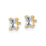14k 1/2 carat Lab Grown Diamond VS+ F+ Radiant Complete Four Prong Stud Earrings - Image 2