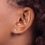 14k 1/2 carat Lab Grown Diamond VS+ F+ Radiant Complete Four Prong Stud Earrings - Image 3