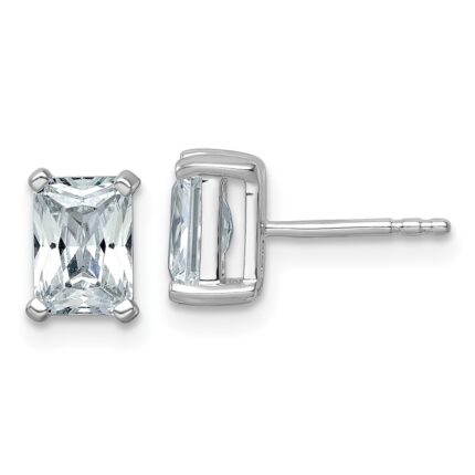 14k White Gold 2 carat Certified Lab Grown Diamond VS/SI+ G+ Radiant Complete Four Prong Stud Earrings