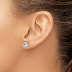 14k White Gold 2 carat Lab Grown Diamond VS/SI+ G+ Radiant Complete Four Prong Stud Earrings - Image 3