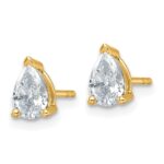 14k 1 carat Lab Grown Diamond VS/SI+ G+ Complete Pear Three Prong Stud Earrings - Image 2