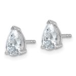 14k White Gold 1 1/2 carat Lab Grown Diamond VS/SI+ G+ Complete Pear Three Prong Stud Earrings - Image 2