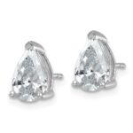 14k White Gold 3 carat Lab Grown Diamond VS/SI+ G+ Complete Pear Three Prong Stud Earrings - Image 2