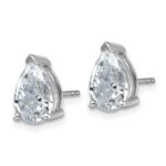 14k White Gold 4 carat Lab Grown Diamond VS/SI+ G+ Complete Pear Three Prong Stud Earrings - Image 2