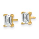 14k 1 carat Lab Grown Diamond VS/SI+ G+ Emerald Complete Four Prong Stud Earrings - Image 2