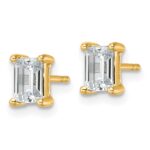 14k 1 1/2 carat Lab Grown Diamond VS+ F+ Emerald Complete Four Prong Stud Earrings - Image 2