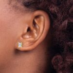 14k 1 1/2 carat Lab Grown Diamond VS/SI+ G+ Emerald Complete Four Prong Stud Earrings - Image 3