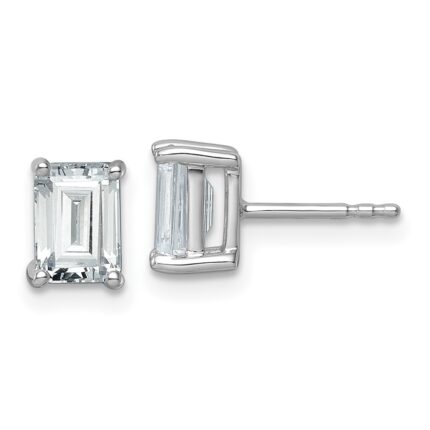 14k White Gold 2 carat Certified Lab Grown Diamond VS+ F+ Emerald Complete Four Prong Stud Earrings