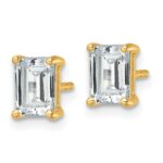 14k 2 carat Lab Grown Diamond VS/SI+ G+ Emerald Complete Four Prong Stud Earrings - Image 2