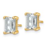 14k 3 carat Lab Grown Diamond VS/SI+ G+ Emerald Complete Four Prong Stud Earrings - Image 2