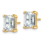 14k 5 carat Lab Grown Diamond VS/SI+ G+ Emerald Complete Four Prong Stud Earrings - Image 2