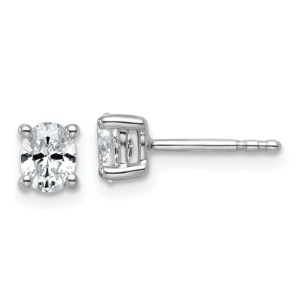 14k White Gold 1/2 carat Lab Grown Diamond VS/SI+ G+ Complete Oval Four Prong Stud Earrings