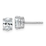 14k White Gold 1 carat Lab Grown Diamond VS+ F+ Complete Oval Four Prong Stud Earrings