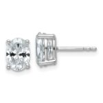 14k White Gold 2 carat Certified Lab Grown Diamond VS+ F+ Complete Oval Four Prong Stud Earrings