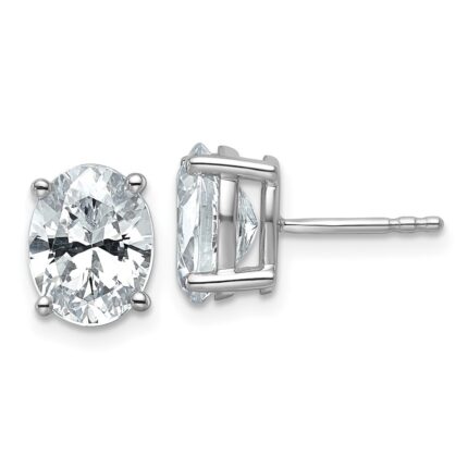 14k White Gold 3 carat Certified Lab Grown Diamond VS/SI+ G+ Complete Oval Four Prong Stud Earrings
