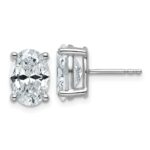 14k White Gold 4 carat Certified Lab Grown Diamond VS/SI+ G+ Complete Oval Four Prong Stud Earrings