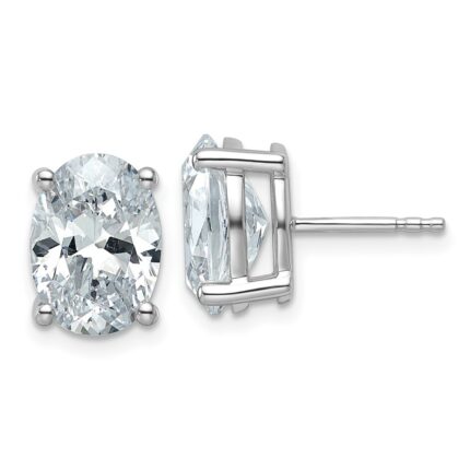 14k White Gold 5 carat Certified Lab Grown Diamond VS/SI+ G+ Complete Oval Four Prong Stud Earrings
